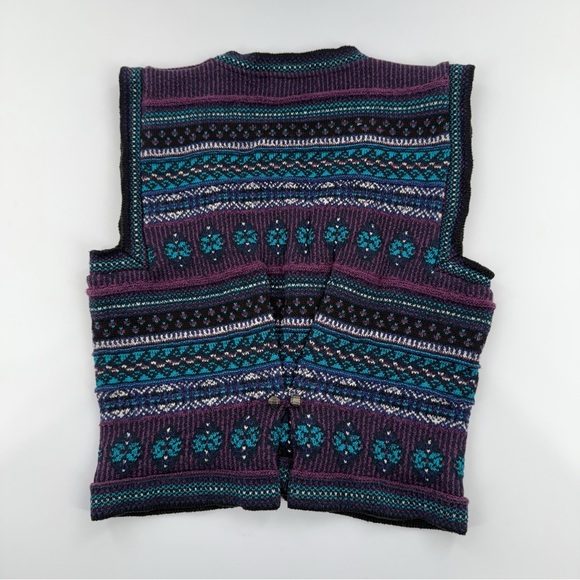Cullinane Vintage Knit Sweater Vest Small Fair Isle Purple Teal Made in USA - Picture 7 of 8